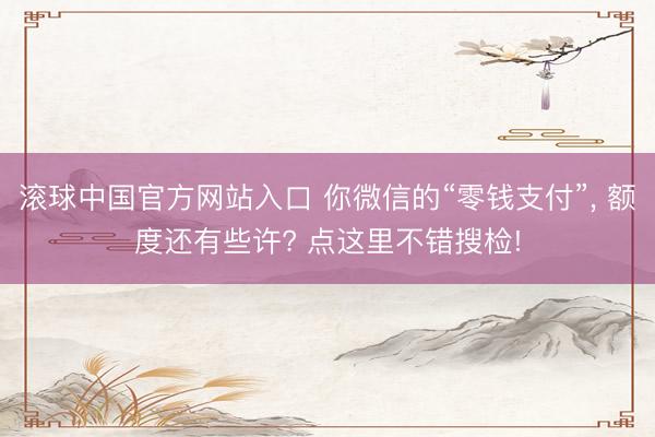 滚球中国官方网站入口 你微信的“零钱支付”， 额度还有些许? 点这里不错搜检!