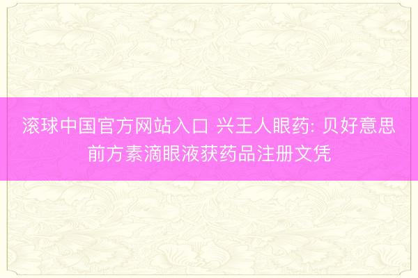 滚球中国官方网站入口 兴王人眼药: 贝好意思前方素滴眼液获药品注册文凭