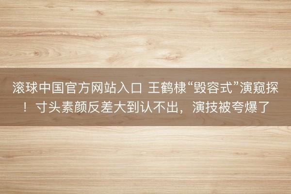 滚球中国官方网站入口 王鹤棣“毁容式”演窥探！寸头素颜反差大到认不出，演技被夸爆了